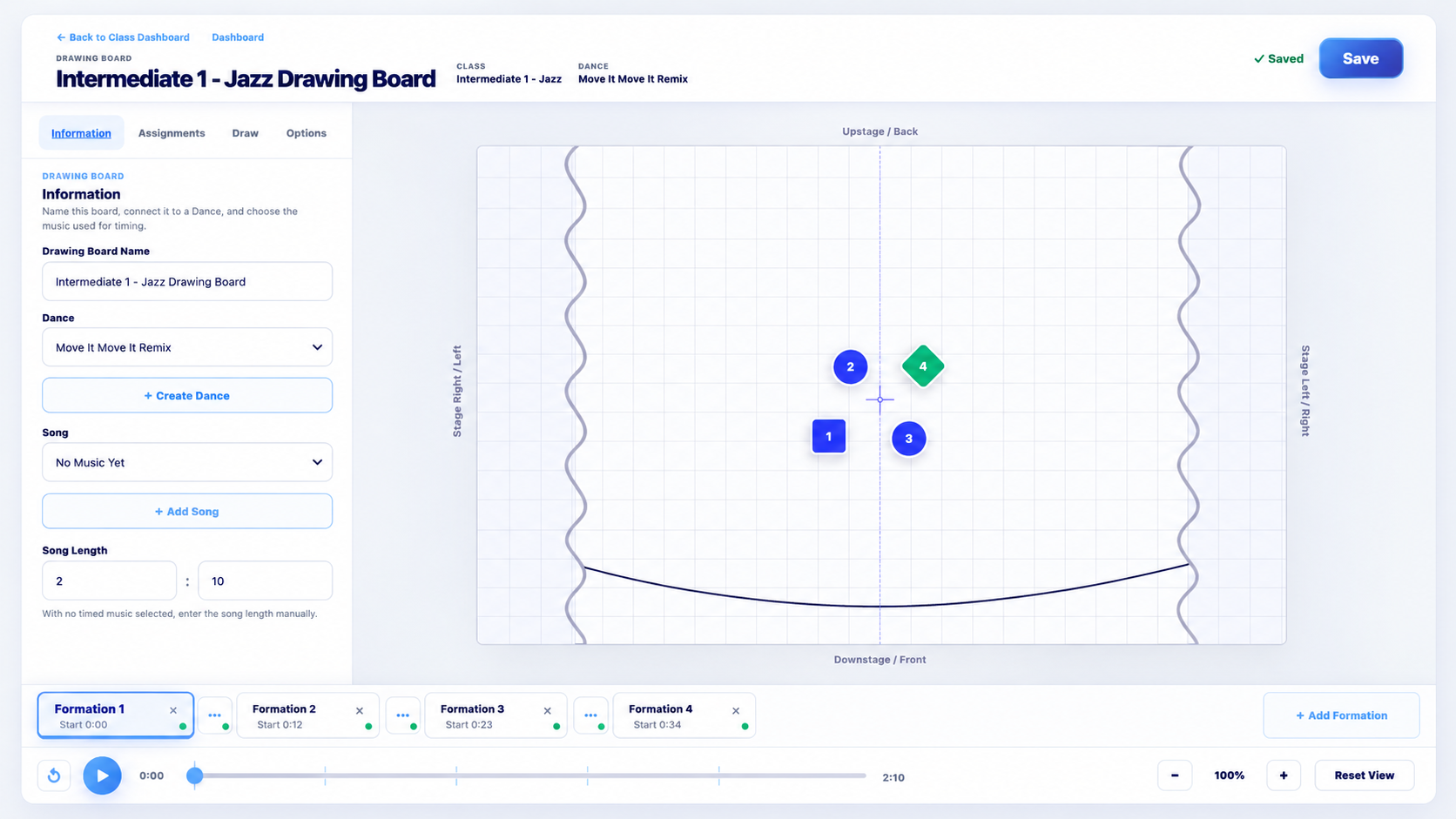 Encore Drawing Board formation editor